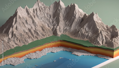 Detailed geological illustration of the Earth's layers photo