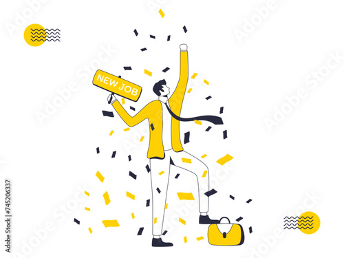 Vector illustration of a businessman celebrating success. Successful business concept.