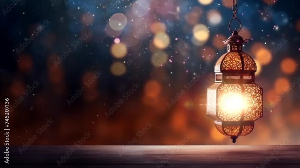 Ramadan lantern scene with blur background, animated virtual repeating seamless 4k Ramadan lantern scene with blur background, animated virtual repeating seamless 4k