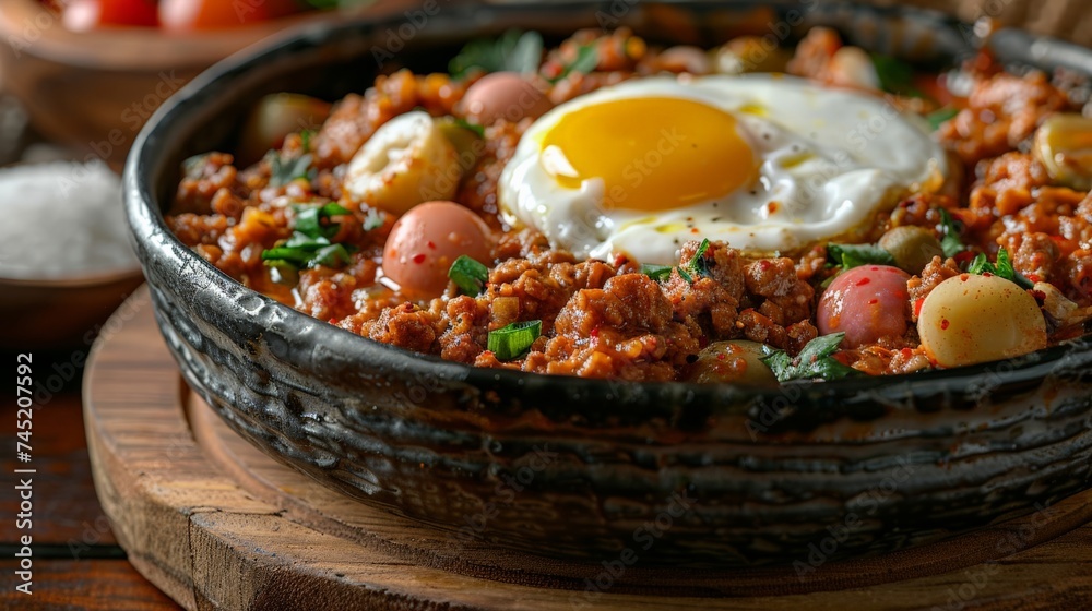 a South African bobotie dish, spiced minced meat with an egg-based topping, traditional recipe a South African bobotie dish, spiced minced meat with an egg-based topping, traditional recipe