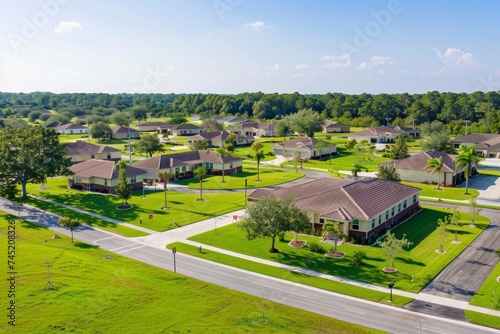 Aerial View of New Suburban Homes in a Retirement Community in Ocala, Florida photo