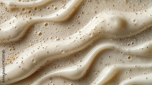 Close-up view of white natural creamy vanilla yogurt, captured from above. The image highlights the smooth texture and appetizing appearance of the yogurt, emphasizing its freshnes, AI Generative