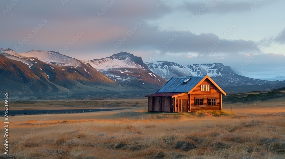 Tiny wooden house hides in the magical Icelandic landscape