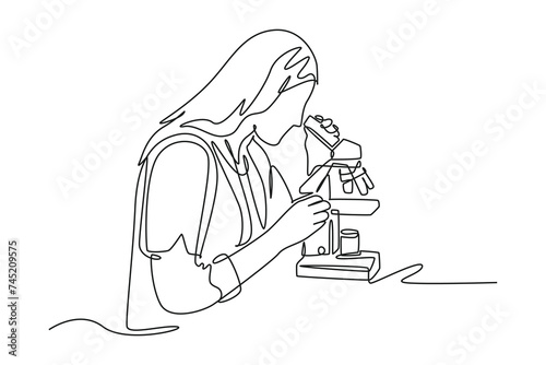Continuous one line drawing Concept of studying in class and lab. Doodle vector illustration.