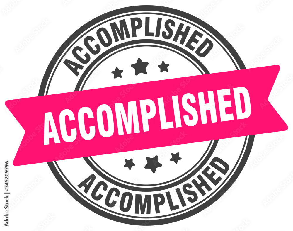 accomplished stamp. accomplished label on transparent background. round sign
