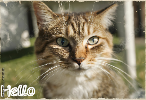 The word "HELLO" with a cute cat. © Christophe