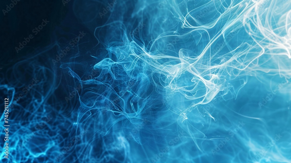 Obraz premium Blue quantum realm threads of light intertwining hinting at the unseen depth of computational power with spacious design for text