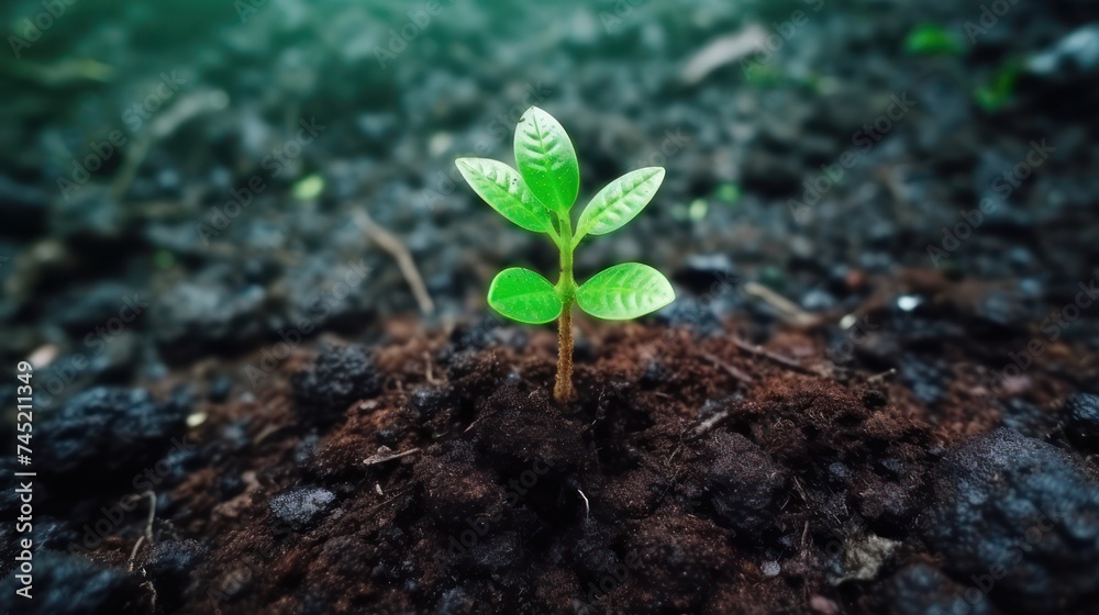 Planting tree seedlings in fertile land, with morning sunlight in the background. Planting tree seedlings in fertile land, with morning sunlight in the background.
