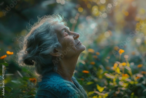 Senior Woman Enjoying the Serenity of Nature