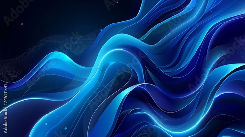 Abstract blue wave background. Fluid shapes composition. Generative Ai