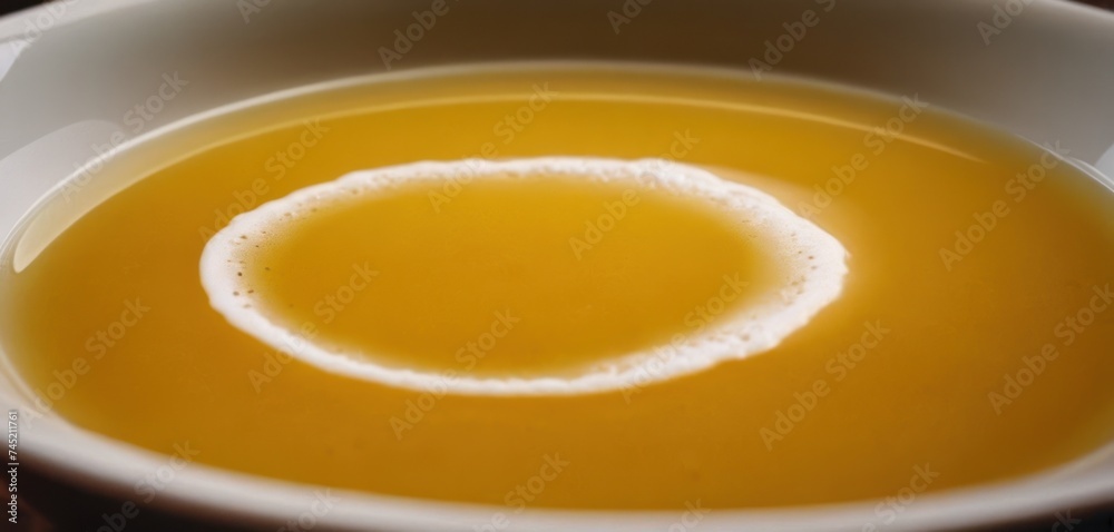 a close up of a bowl of soup with a piece of bread on top of the soup in the bowl. a close up of a bowl of soup with a piece of bread on top of the soup in the bowl.
