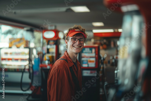 smiling gas station employee
