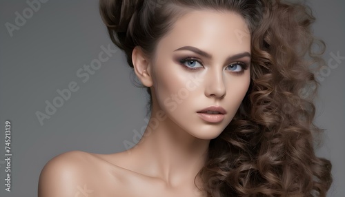 Beautiful Makeup Model Curly hair headshot 