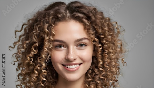 Portrait of a beautiful curly hair woman 
