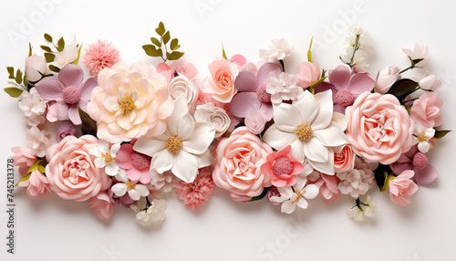 frame of flowers on a white background. design for wedding decoration. 