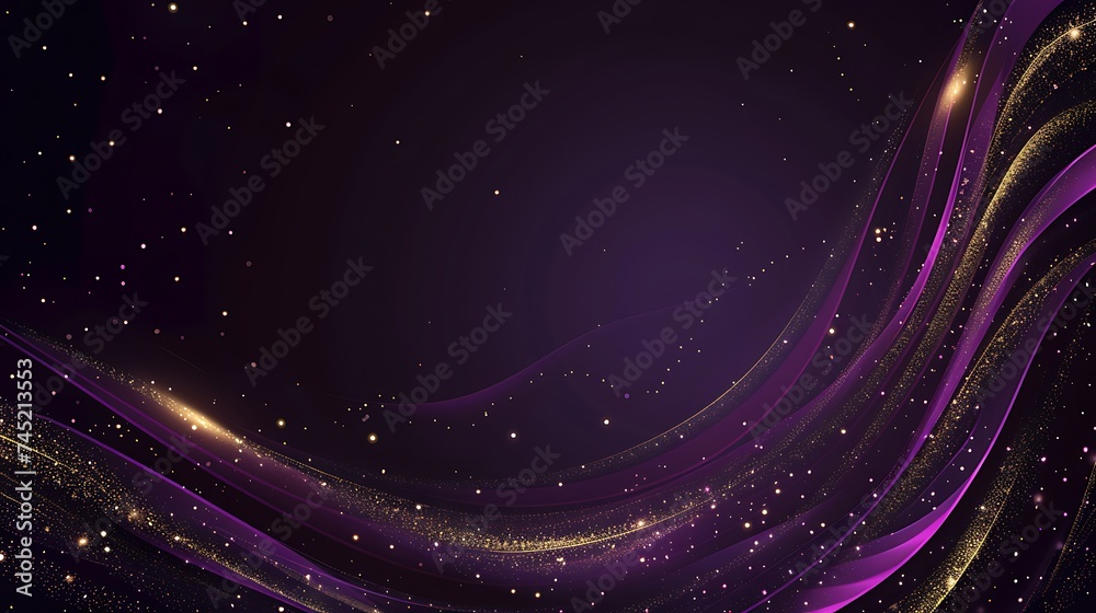 Abstract elegant dark purple background with golden lighting effect sparkle. Luxury template design. Generative Ai Abstract elegant dark purple background with golden lighting effect sparkle. Luxury template design. Generative Ai