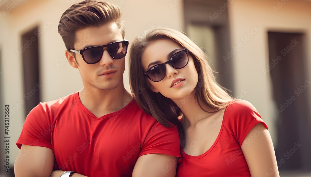 Portrait of couple in sunglasses