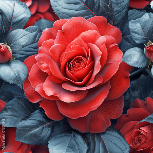 roses as a seamless tile, pattern background, ai generated