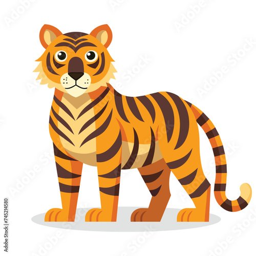 Fototapeta Naklejka Na Ścianę i Meble -  Tiger Animal flat vector illustration.