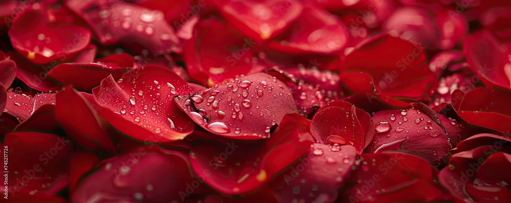 Red rose petals banner. Red rose petals banner.