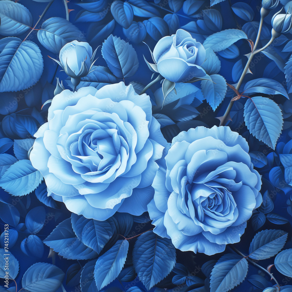 blue roses, rose flower ai generated
