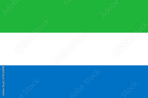 Close-up of green, white and blue national flag of African country of Sierra Leone. Illustration made February 25th, 2024, Zurich, Switzerland.
