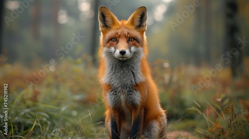 Red fox after hunting wildlife view