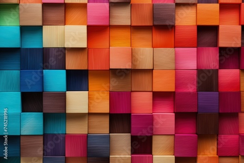 Colorful background of wooden blocks