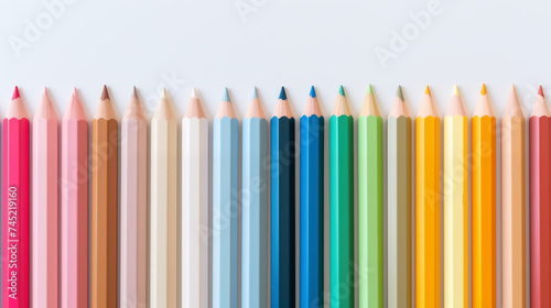 Rainbow Pencils on White Background Diversity