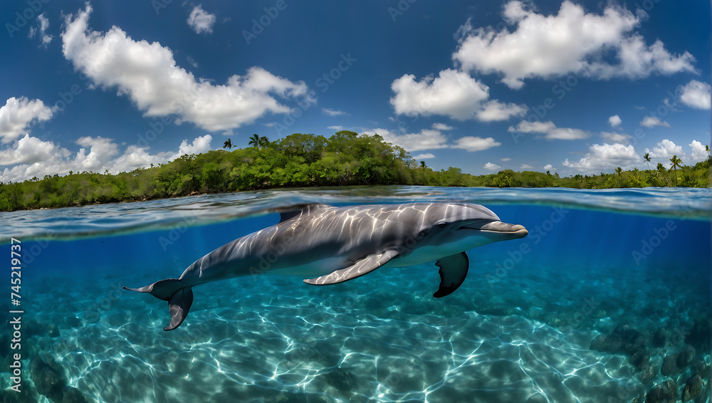 Delfin w Tropikalnej Lagunie – Harmonia z Naturą