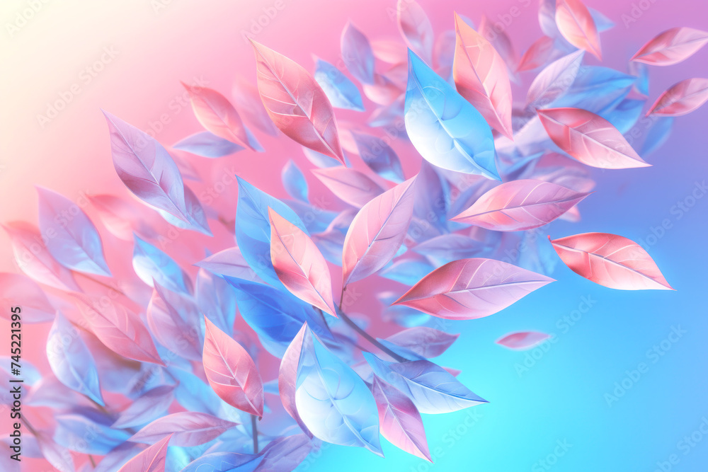 mmerse in the surreal beauty of pastel leaves against a dreamy gradient