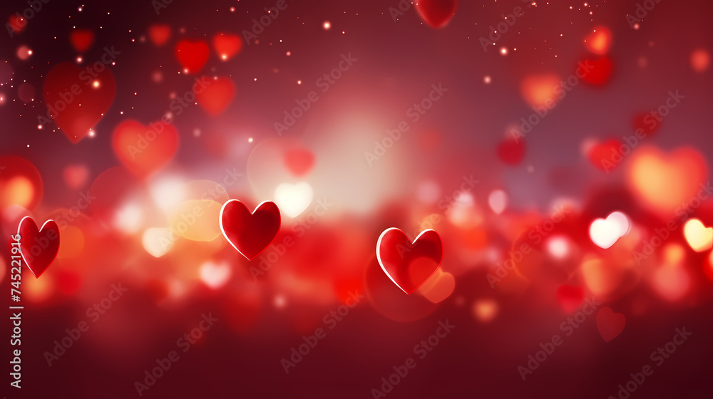 Red hearts bokeh, lights valentine background Red hearts bokeh, lights valentine background