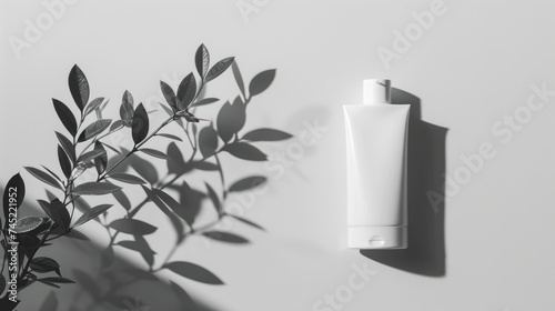 Empty mockup male skincare product, realistic photo of a minimalistic Flat lay with space of the male skincare bottle