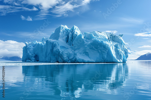 Melting glacier, arctic sea, environmental collapse, climate crisis.