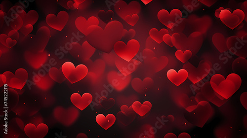 Red hearts bokeh, lights valentine background