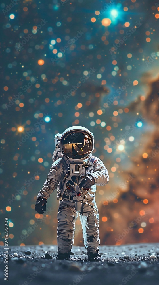 Little astronaut helmet in hand starry backdrop copyspace for dreams and aspirations Little astronaut helmet in hand starry backdrop copyspace for dreams and aspirations
