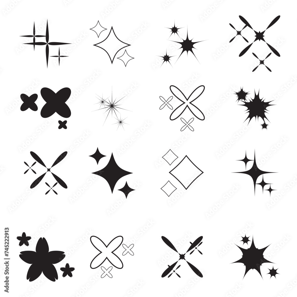 Sparkle star icons. Shine icons. Stars sparkles vector. vector illustration.