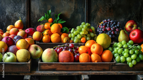 Assorted Fruits on Wooden Crates