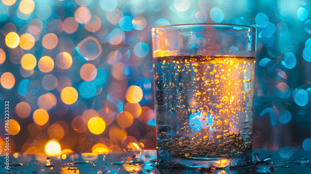 glass of whiskey with ice cubes on a blue bokeh background
glass of whiskey with ice cubes on a blue bokeh background
