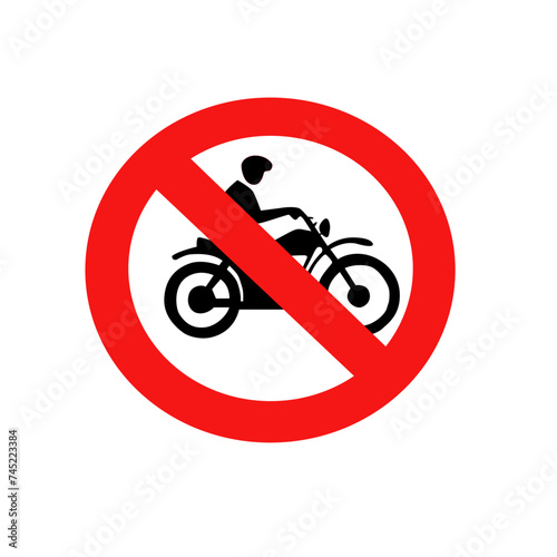 Motorcycle prohibition sign. No motorcycle or no parking sign. Vector sign riding on motorcycles is prohibited