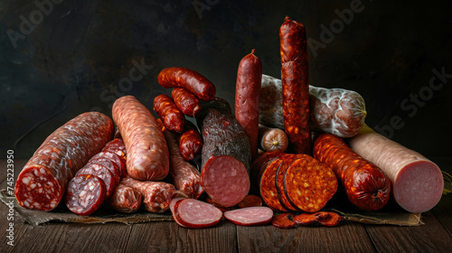 Line of Sausages on Table