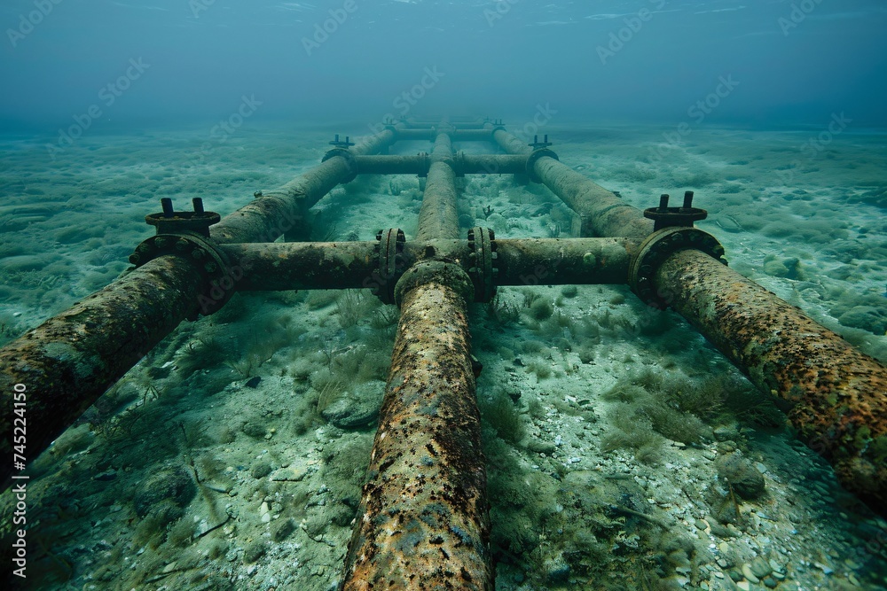 Naklejka premium Undersea gas pipeline a hidden lifeline beneath the waves connecting continents and fueling economies unseen yet vital