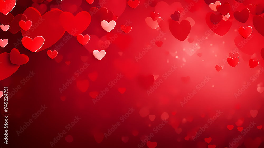 Red hearts bokeh, lights valentine background