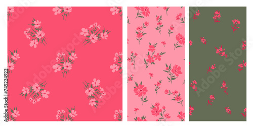 Design of spring print with flowers for textile and dresses