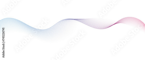Flowing Dot Wave Pattern Halftone Curve Shape on Transparent Background