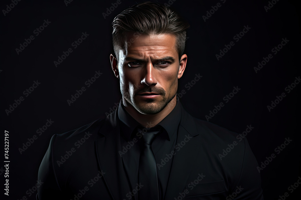 Man in Black Suit and Tie