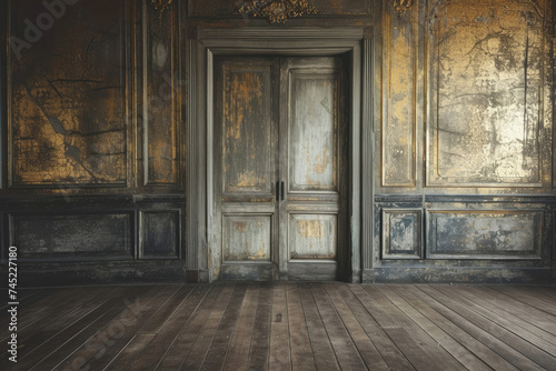 An Empty Room With Wooden Floor and Door
