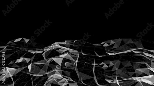 Digital technology motion background. 3D rendered abstract plexus geometry with lines and dots. Computer generated abstract technology background.