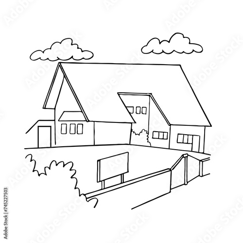 Landscape Panorama, Cartoon, drawing book and coloring image