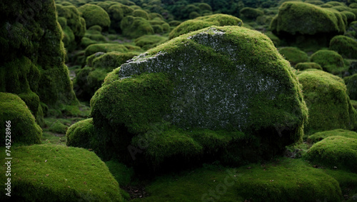 mossy stones in woods